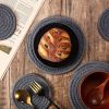 8pcs Round Coasters Cotton Trivets Set Woven Placemats 4.3 inch and 11.8 inch Diameter 100% Pure Eco Cotton, Boho, Farmhouse, Mid Century Modern
