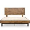 Rustic FarmHome Low Profile Pine Slatted Platform Bed in King (size: low king)